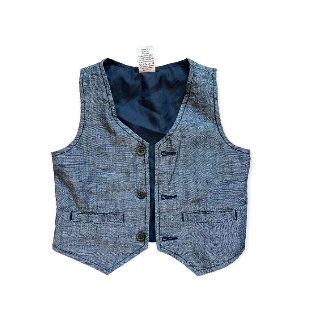 Baby Boys Gymboree Chambray Dressy Little Gentleman Vest - Sz 12-24 mo